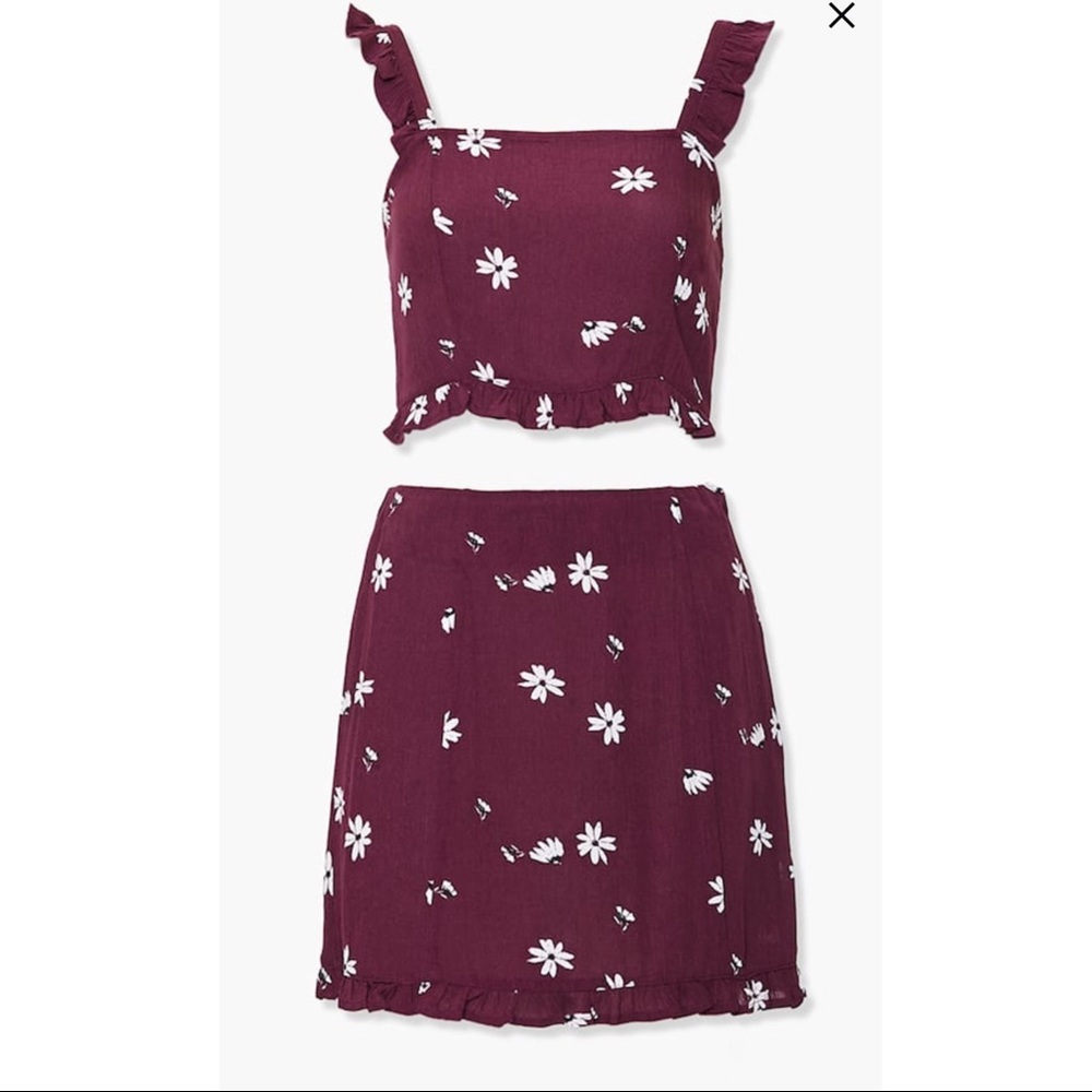 Floral crop top & mini skirt set